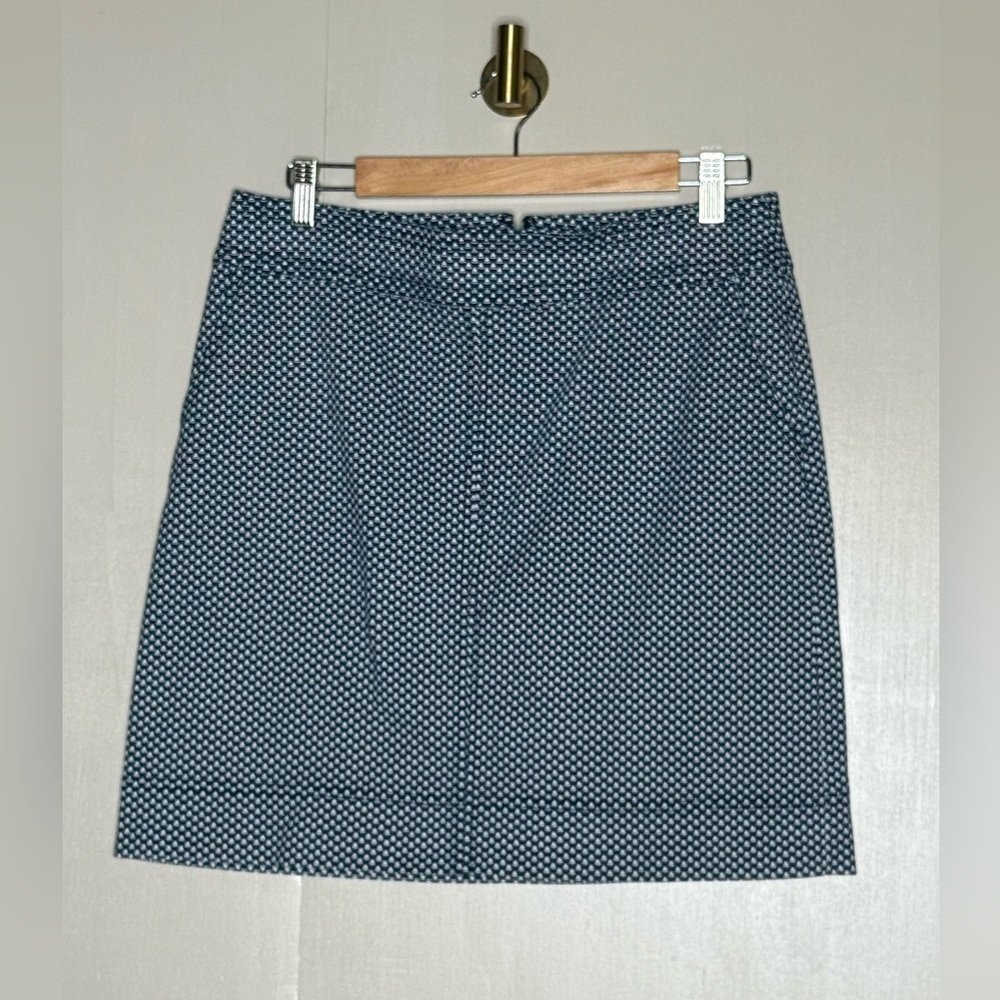 Navy Micro Print A Line Skirt Talbots Petites‎ Cotton Preppy